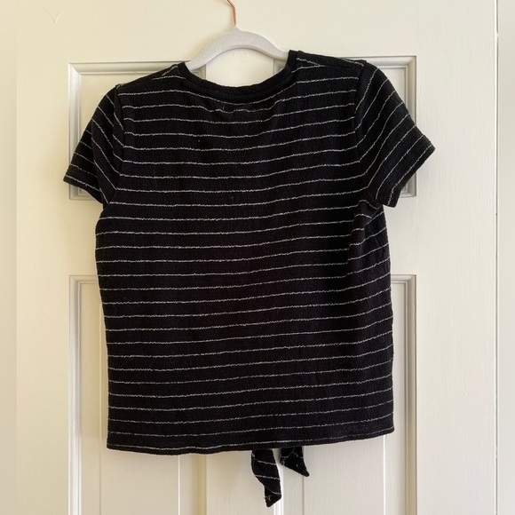 Madewell Tie Front Black and White Stripe Tee Women’s XS 100% Cotton - Picture 9 of 9